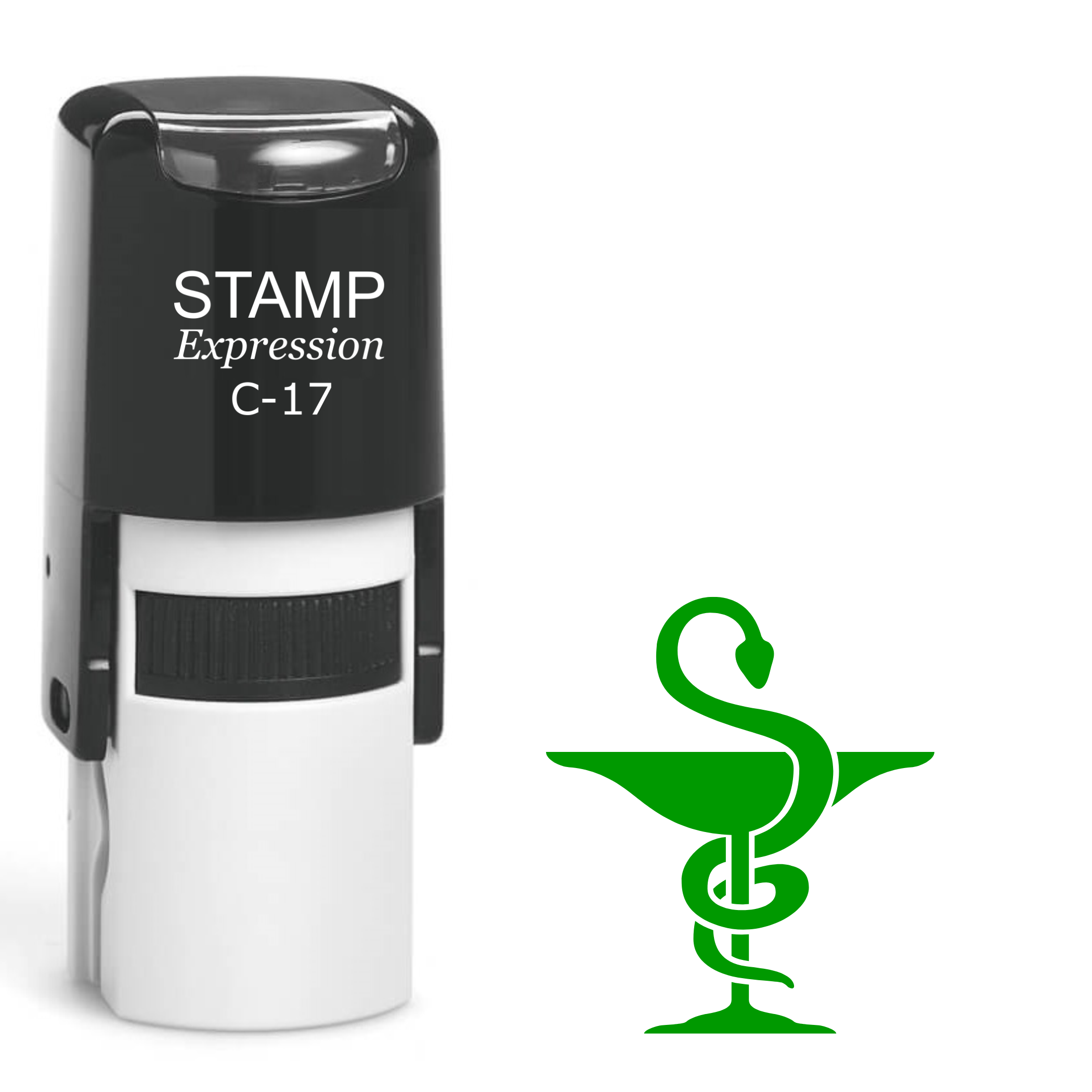 Bowl of hygeia with serpent around it medical Self Inking Rubber Stamp (SH-64542)