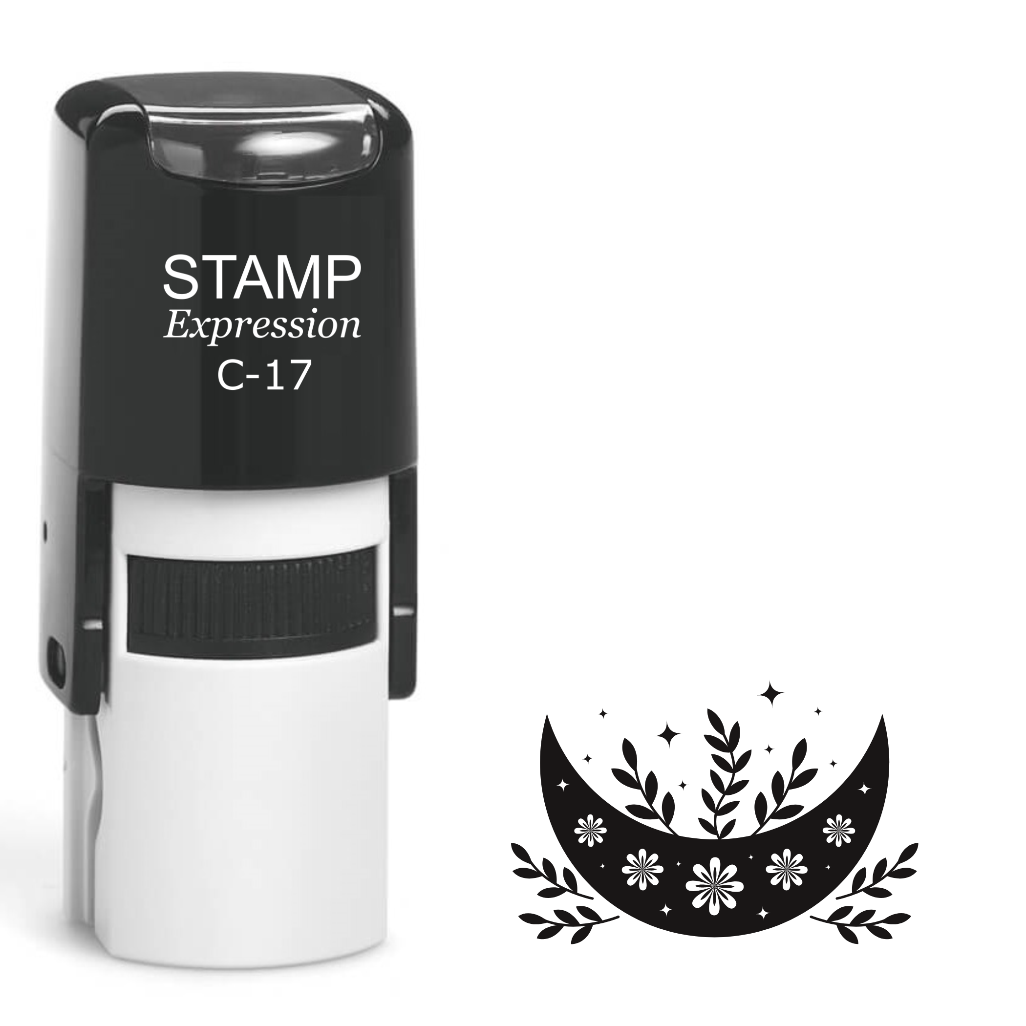 Boho moon with flowers and vines Self Inking Rubber Stamp (SH-64545)