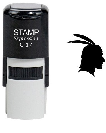 Indian Head With Feathers Self Inking Rubber Stamp (SH-6456)
