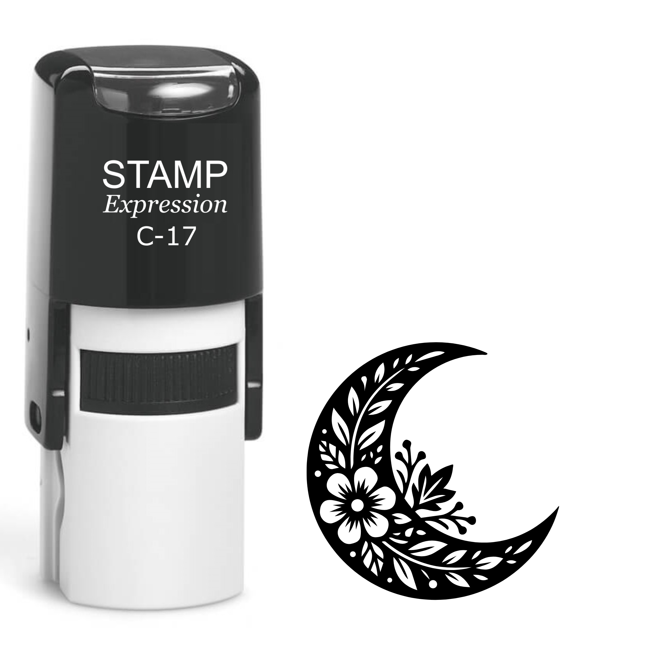 Ornate crescent moon Self Inking Rubber Stamp (SH-64561)