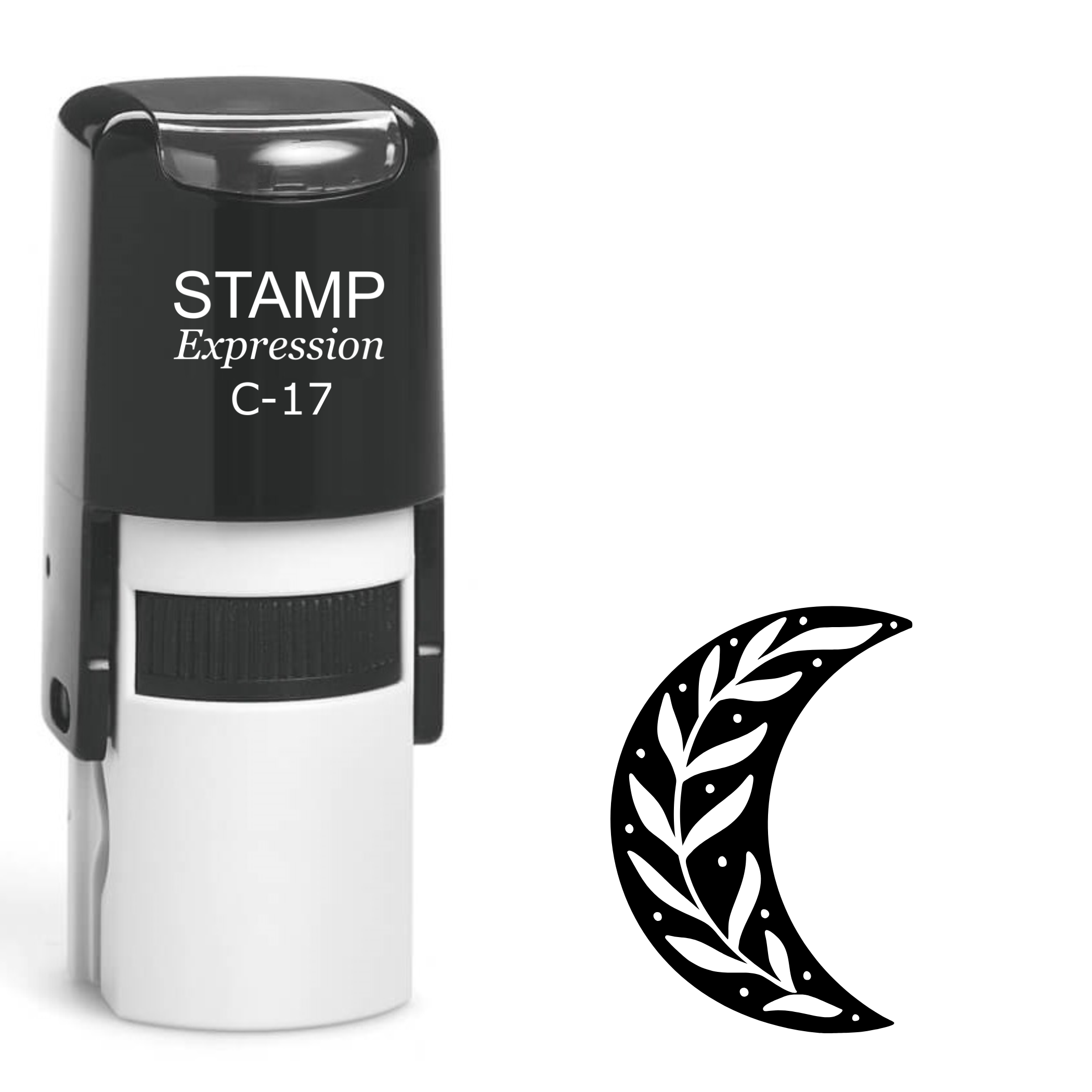 Dark crescent moon with a single line Self Inking Rubber Stamp (SH-64569)