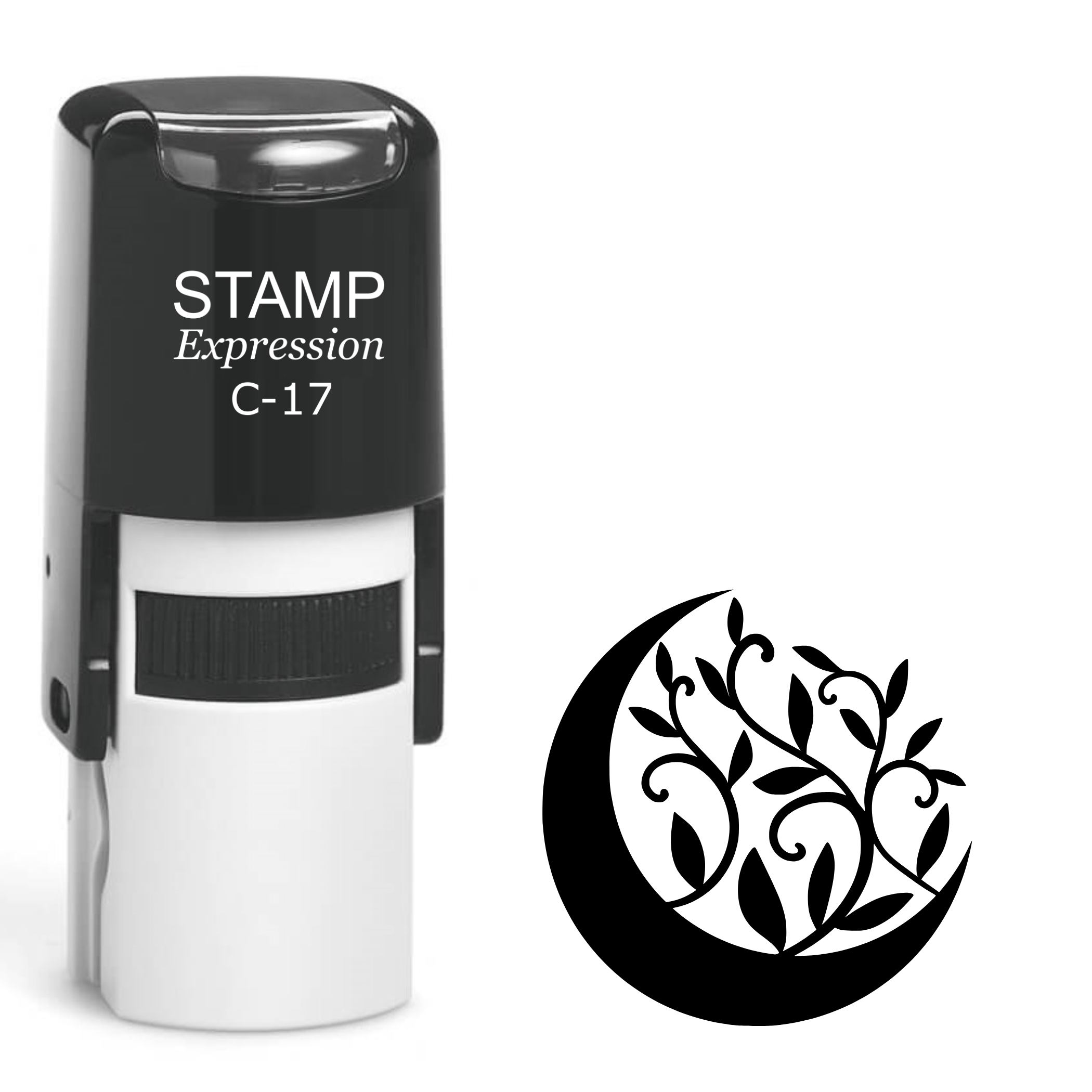 Dark crescent moon with a beautiful vine Self Inking Rubber Stamp (SH-64570)