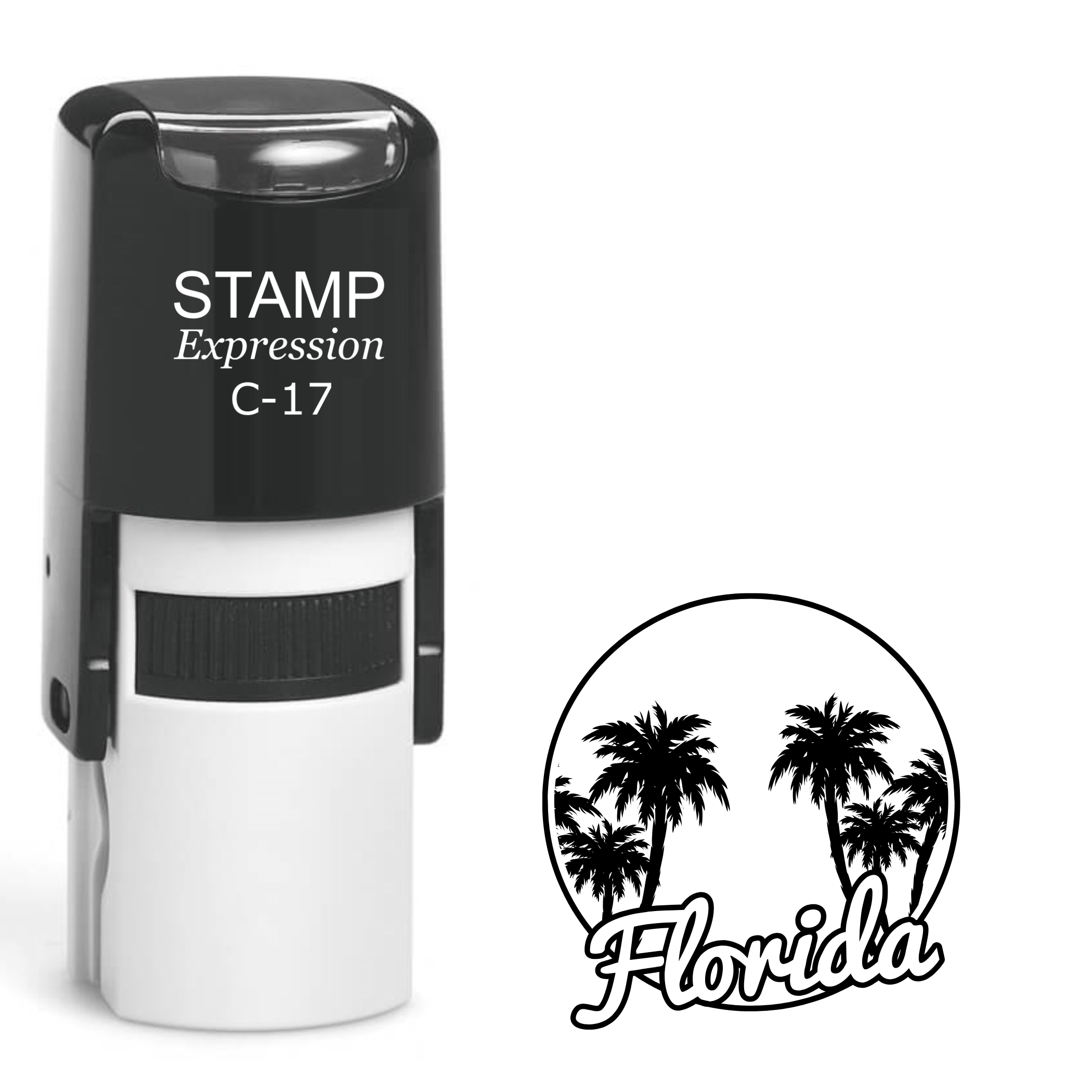 Florida palm trees in a circle Self Inking Rubber Stamp (SH-64581)