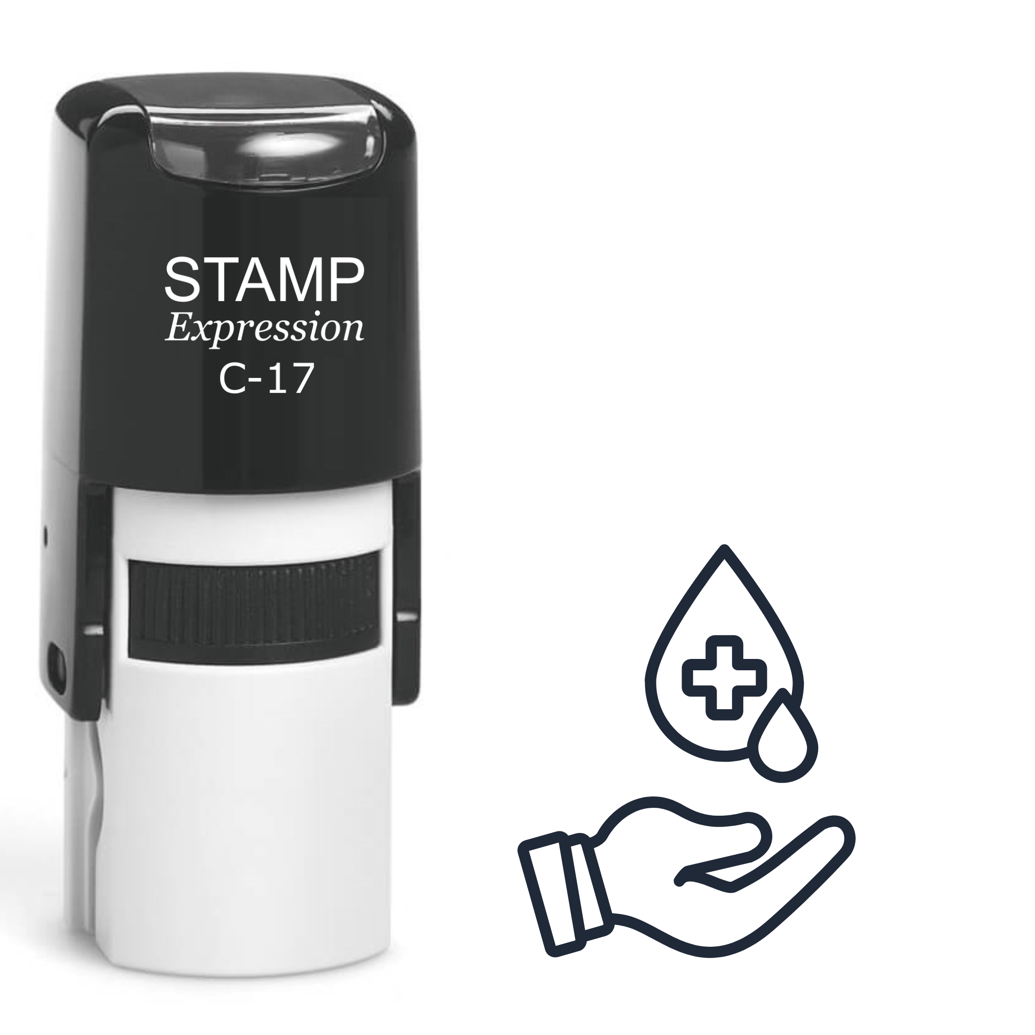 Hand and a drop of blood with medical cross inside Self Inking Rubber Stamp (SH-64597)