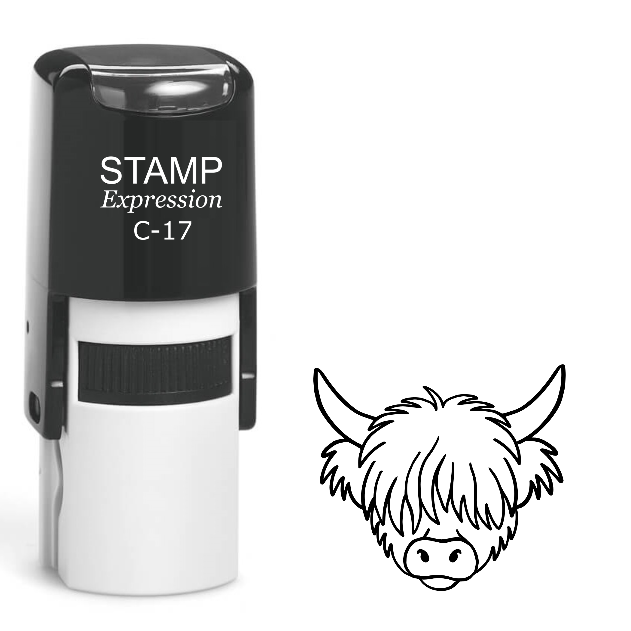 Highland cow head outline Self Inking Rubber Stamp (SH-64623)