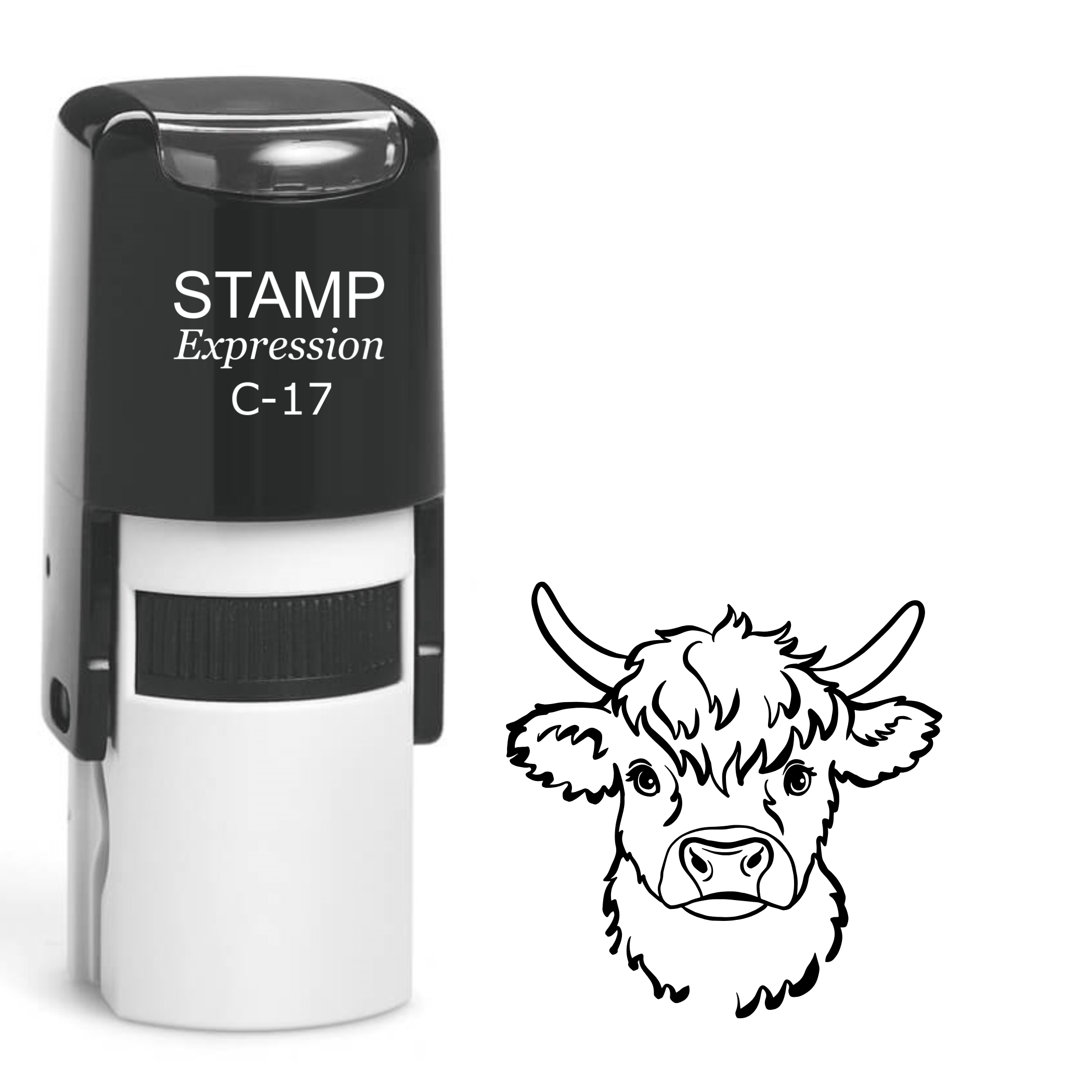 Highland cow head and chest outline Self Inking Rubber Stamp (SH-64624)