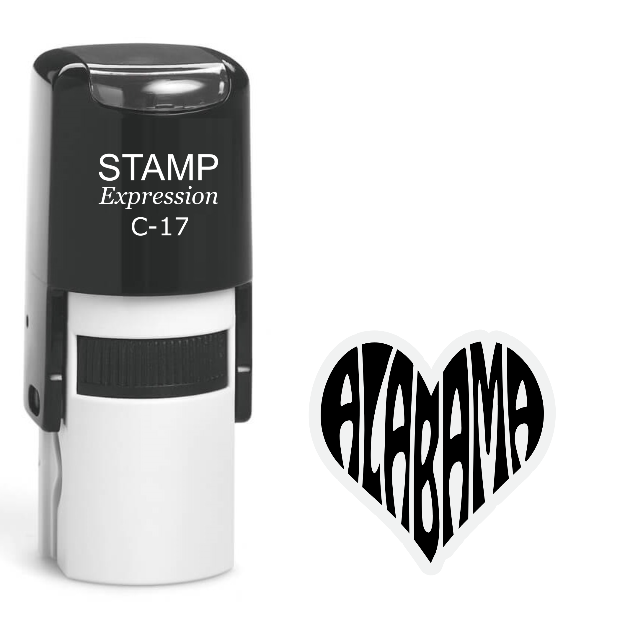 Alabama heart shaped text Self Inking Rubber Stamp (SH-64626)