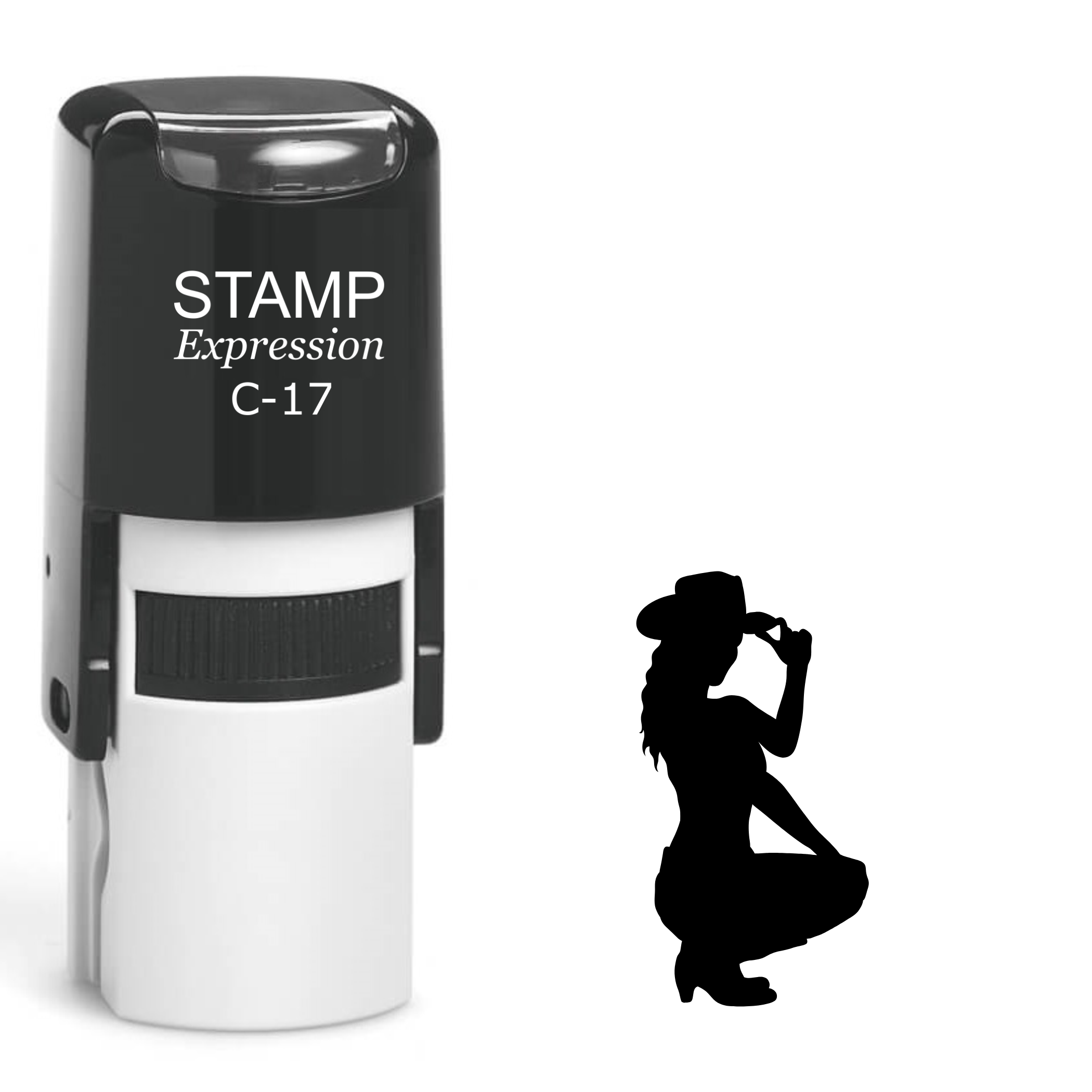 Sassy sitting cowboy girl Self Inking Rubber Stamp (SH-64627)
