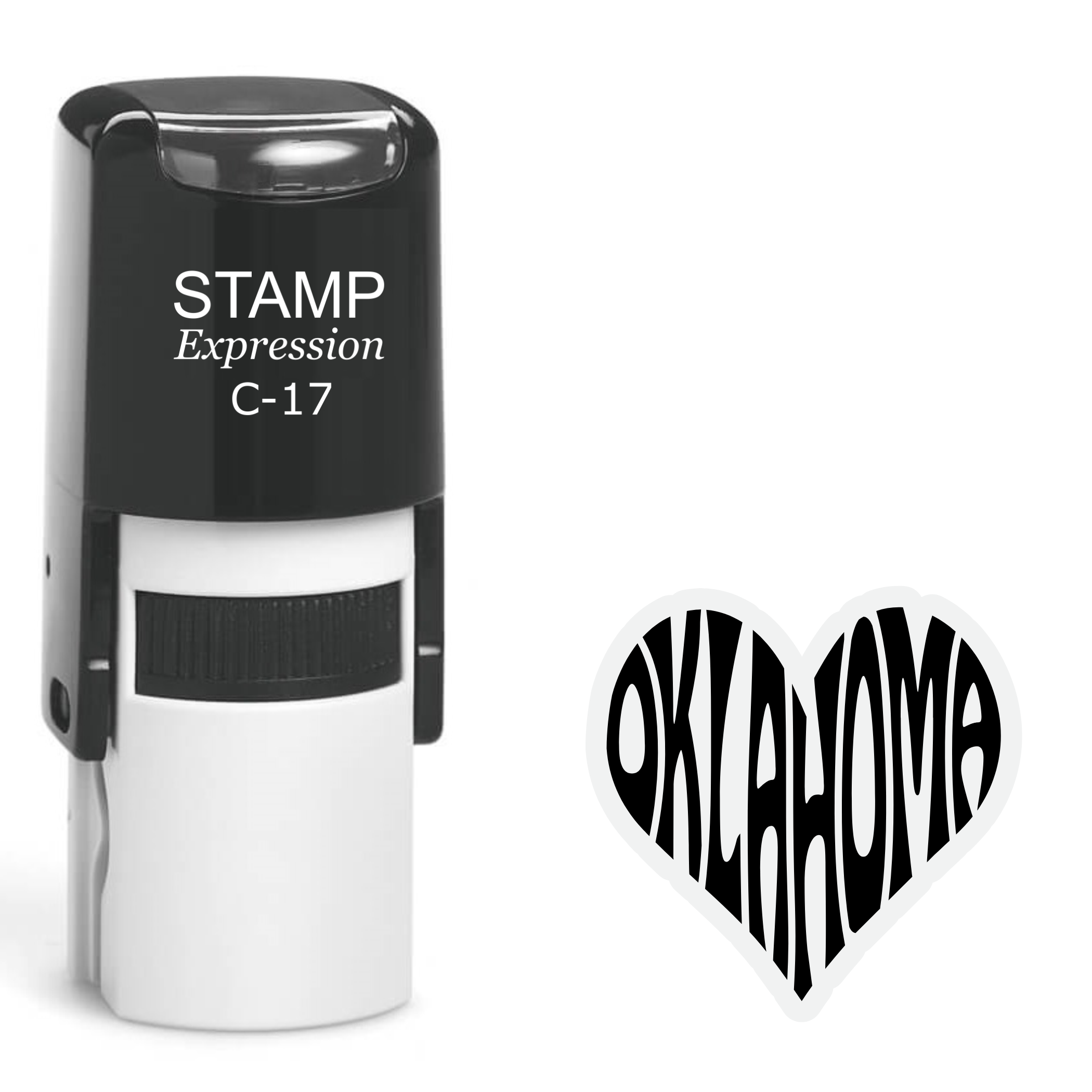 Oklahoma heart shaped text Self Inking Rubber Stamp (SH-64629)