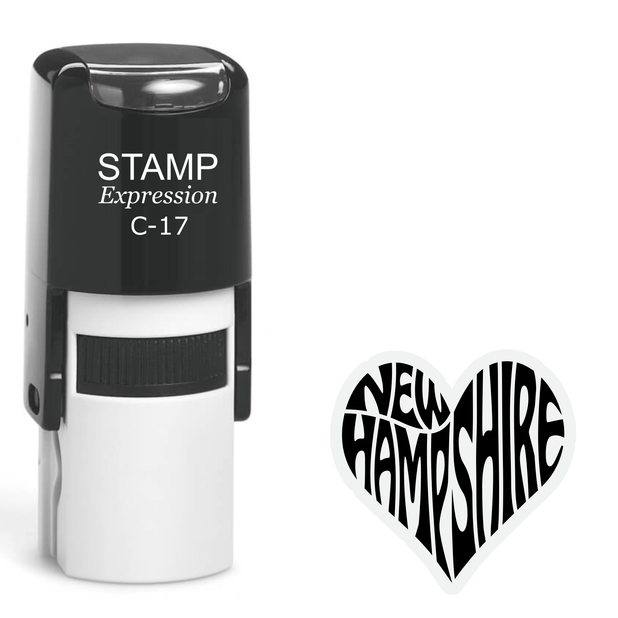 New hampshire heart shaped text Self Inking Rubber Stamp (SH-64634)