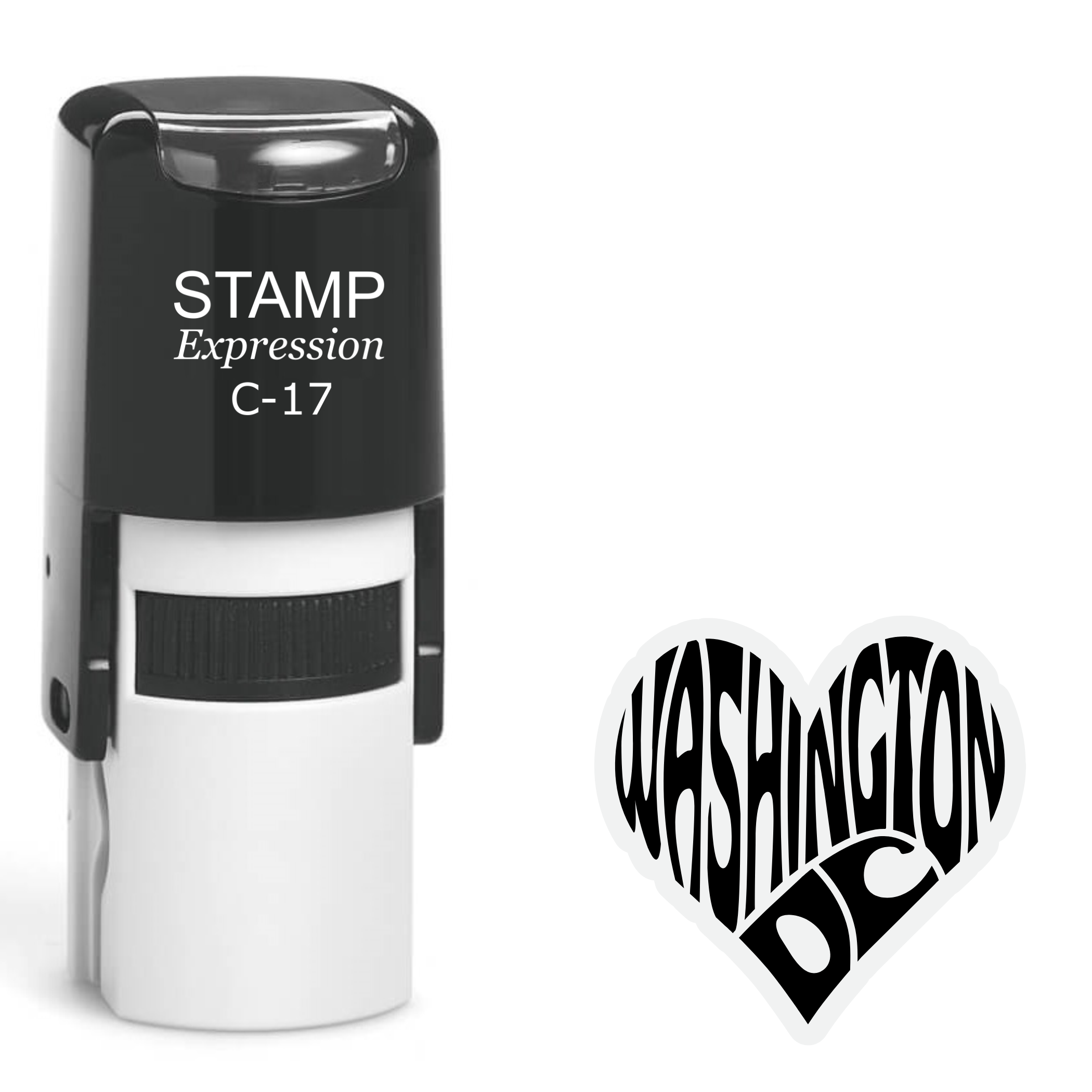 Washington dc heart shaped text Self Inking Rubber Stamp (SH-64640)