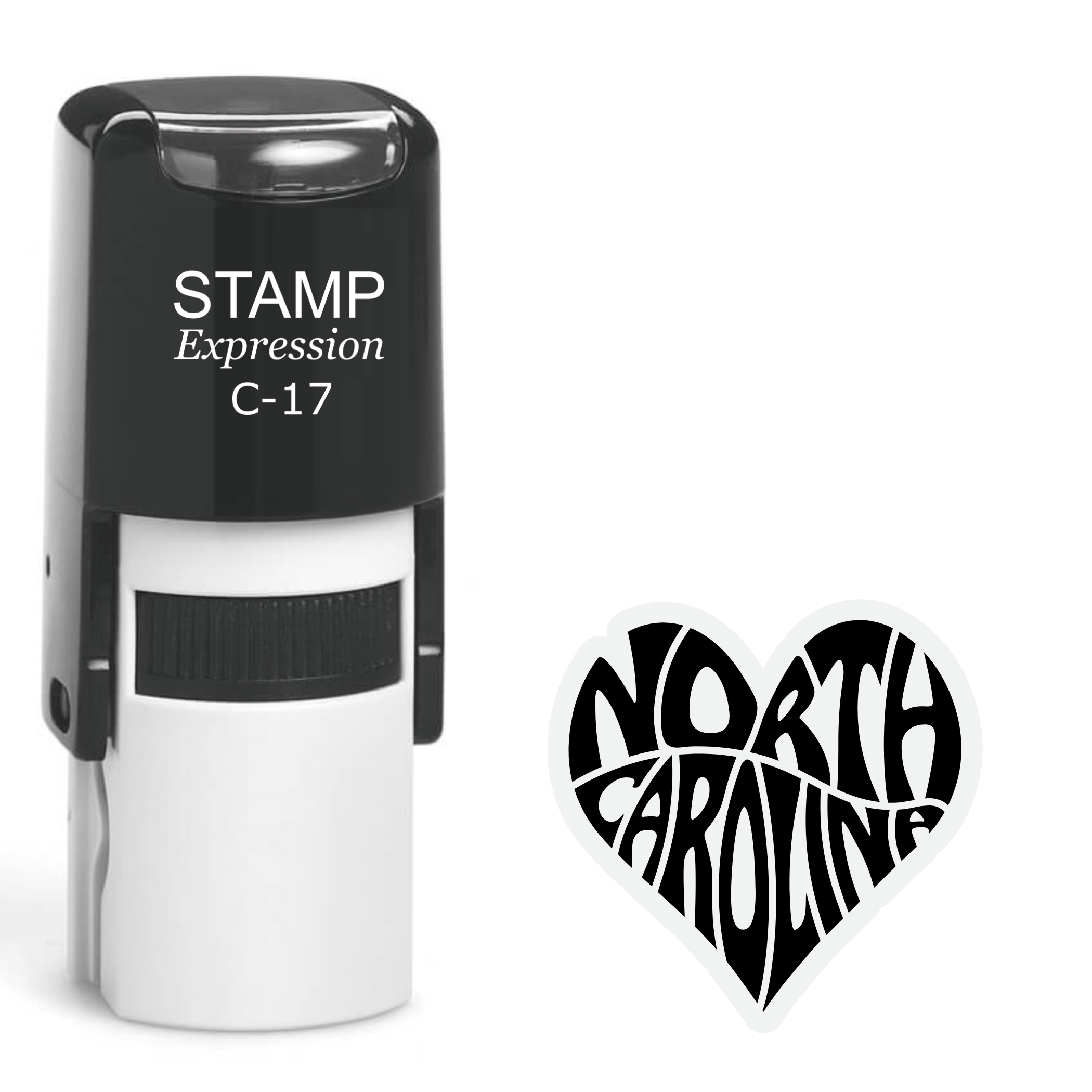 North carolina heart text Self Inking Rubber Stamp (SH-64642)