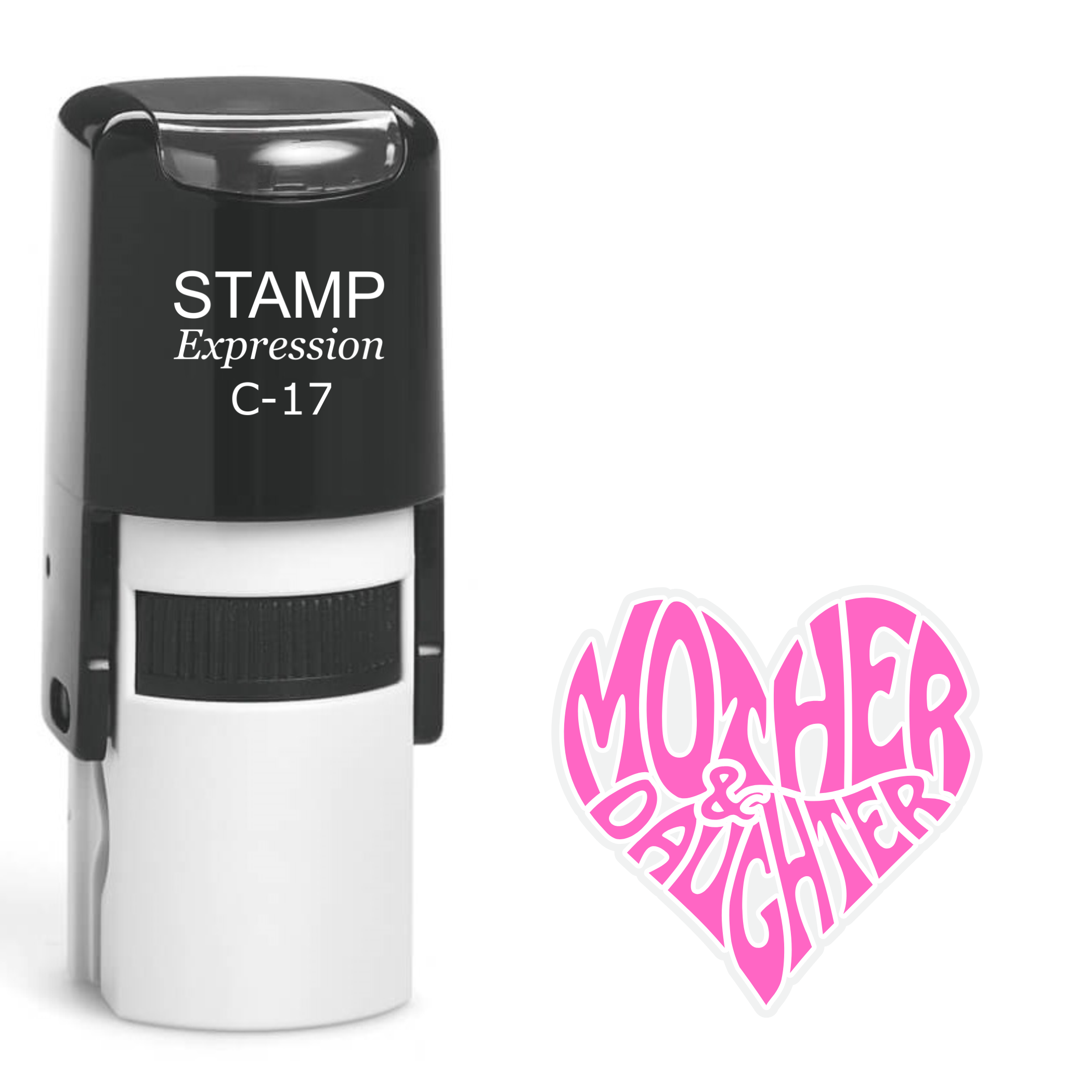 Mother and daughter heart text Self Inking Rubber Stamp (SH-64664)