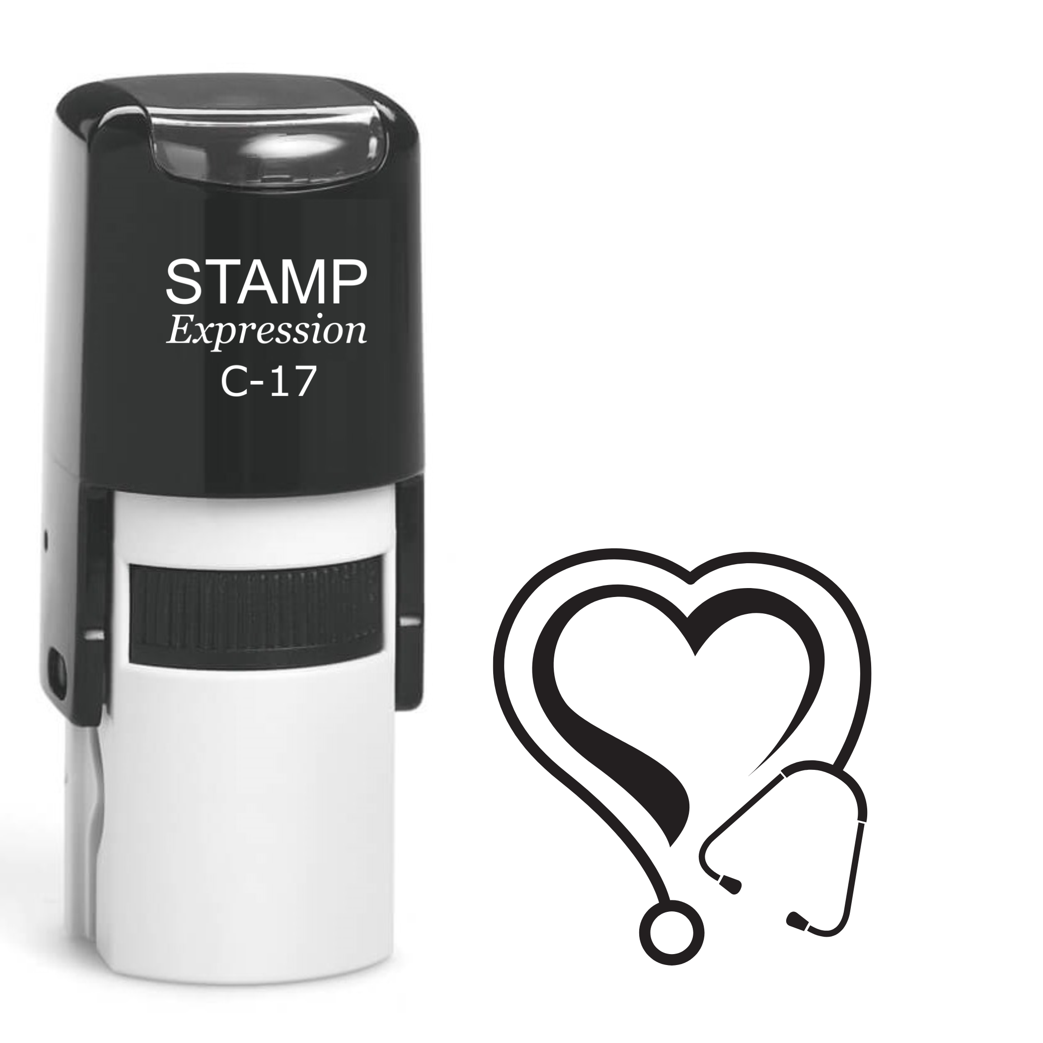 Heart stethoscope with a heart outline inside Self Inking Rubber Stamp (SH-64674)