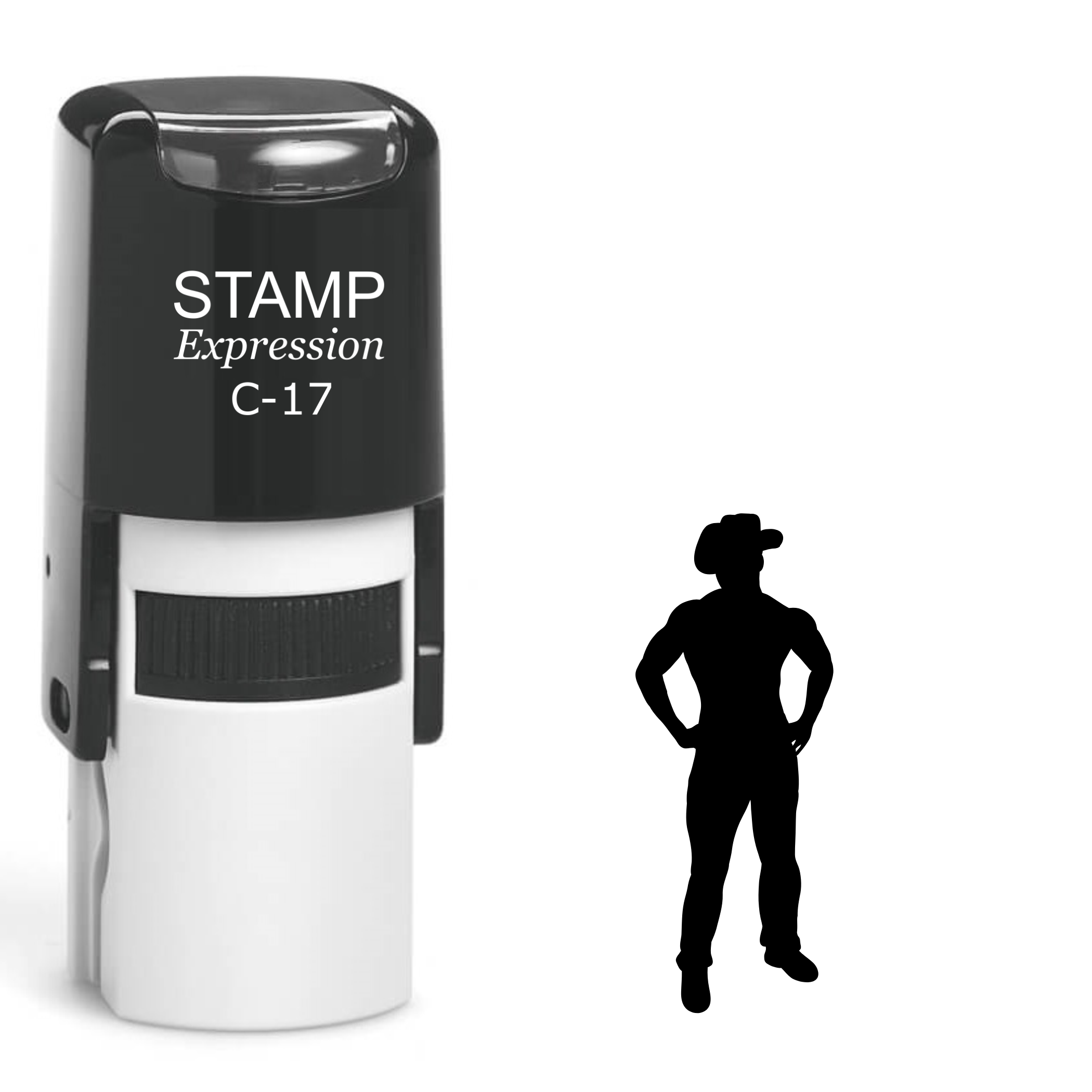 Standing cowboy silhouette Self Inking Rubber Stamp (SH-64690)