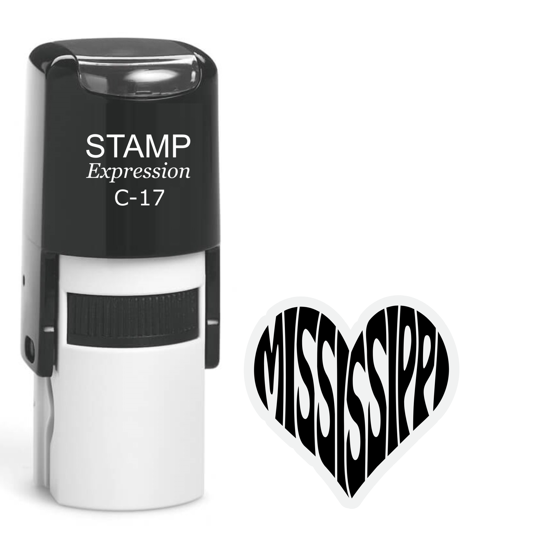 Mississippi heart text Self Inking Rubber Stamp (SH-64697)