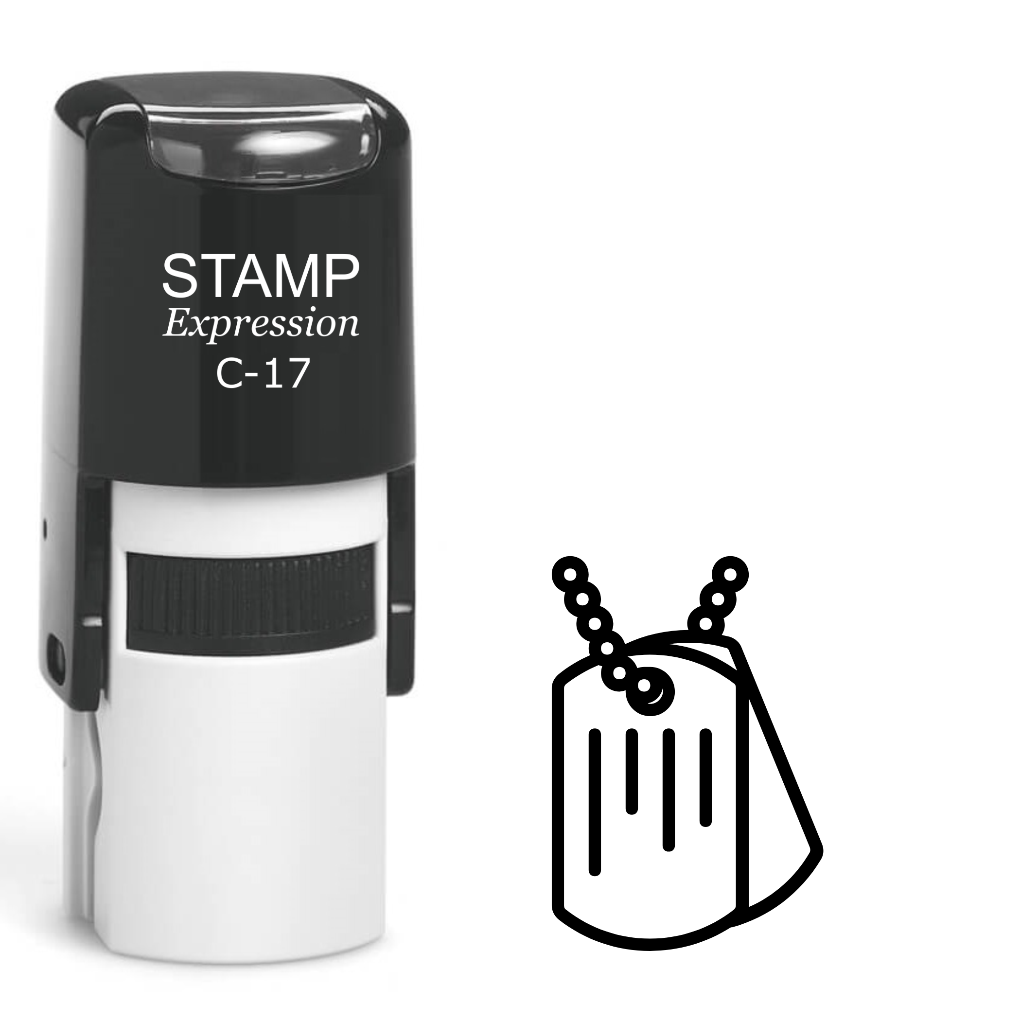 Two military dog tags outline Self Inking Rubber Stamp (SH-64701)