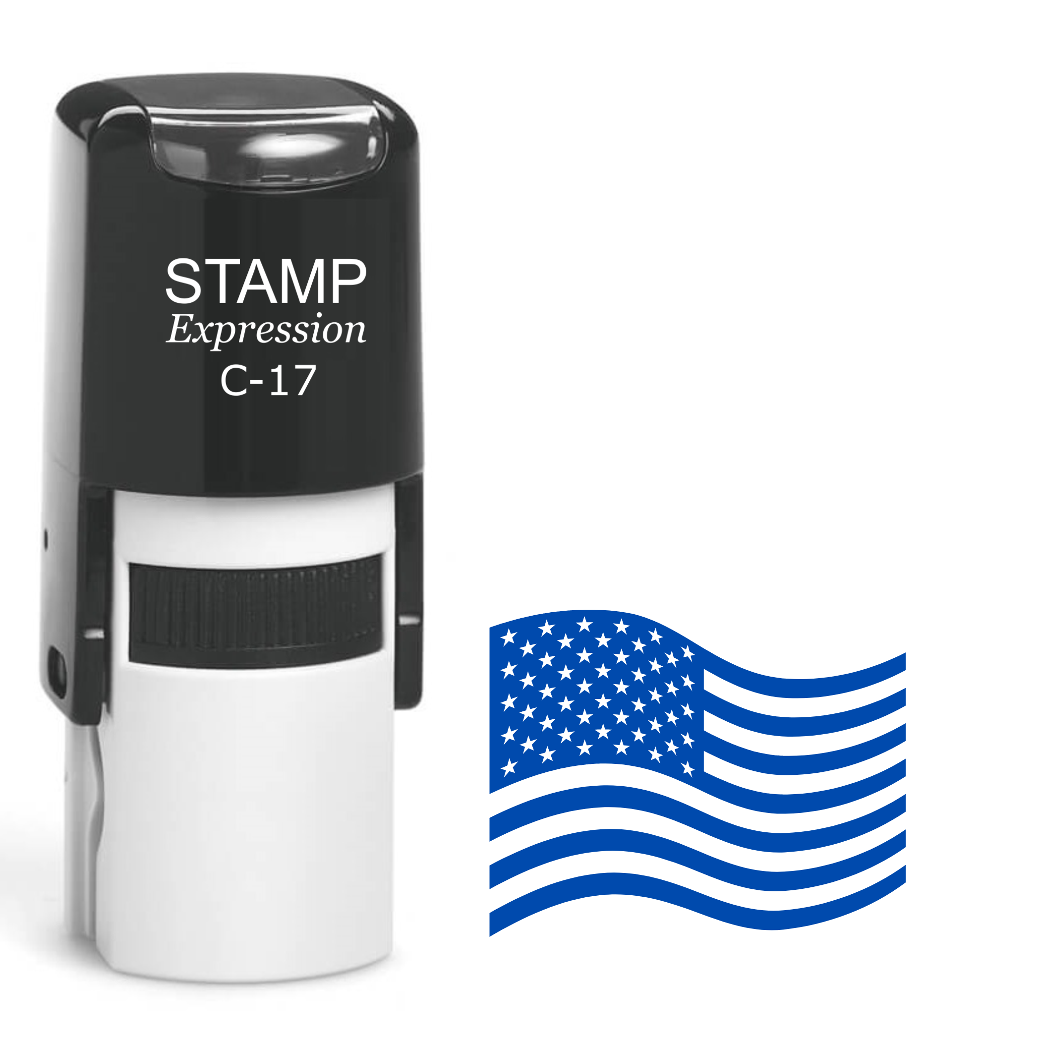 Waving American flag Self Inking Rubber Stamp (SH-64710)