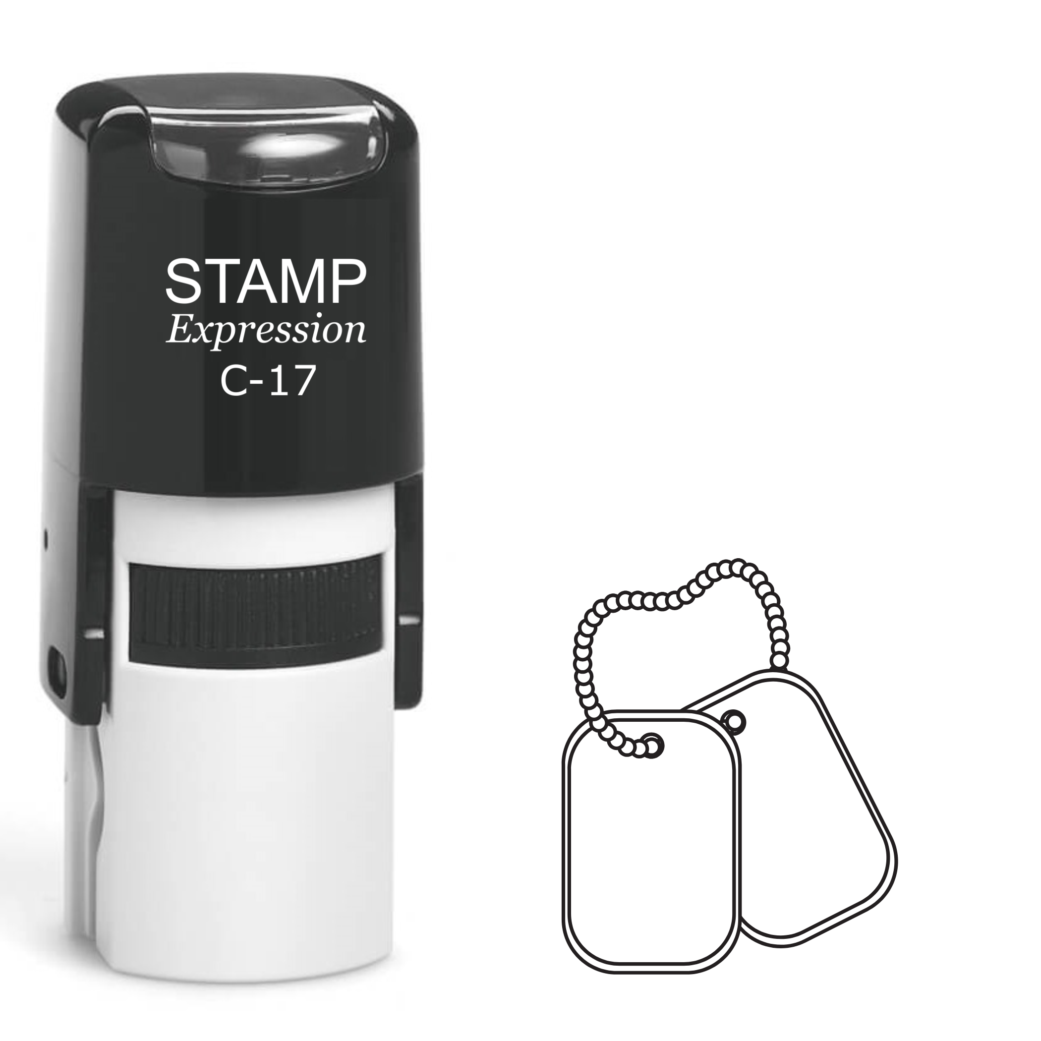 Two dog tags outline Self Inking Rubber Stamp (SH-64713)