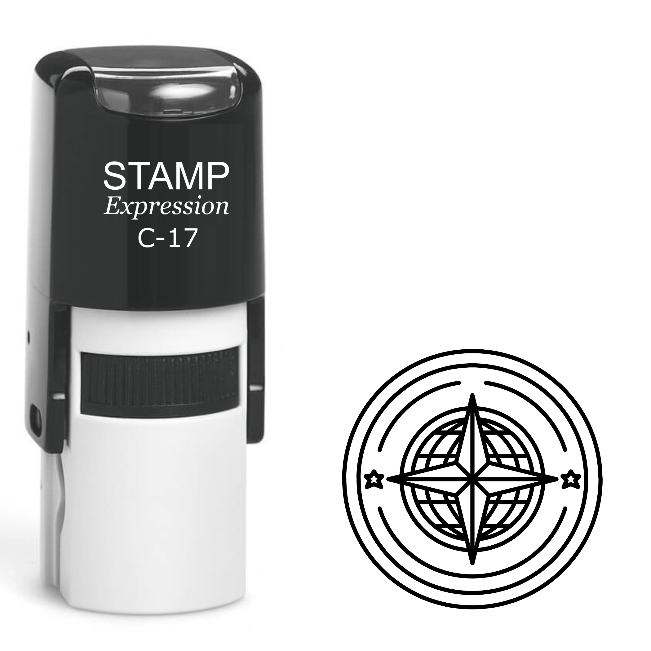 Nautical star inside ornate circle marine Self Inking Rubber Stamp (SH-64721)