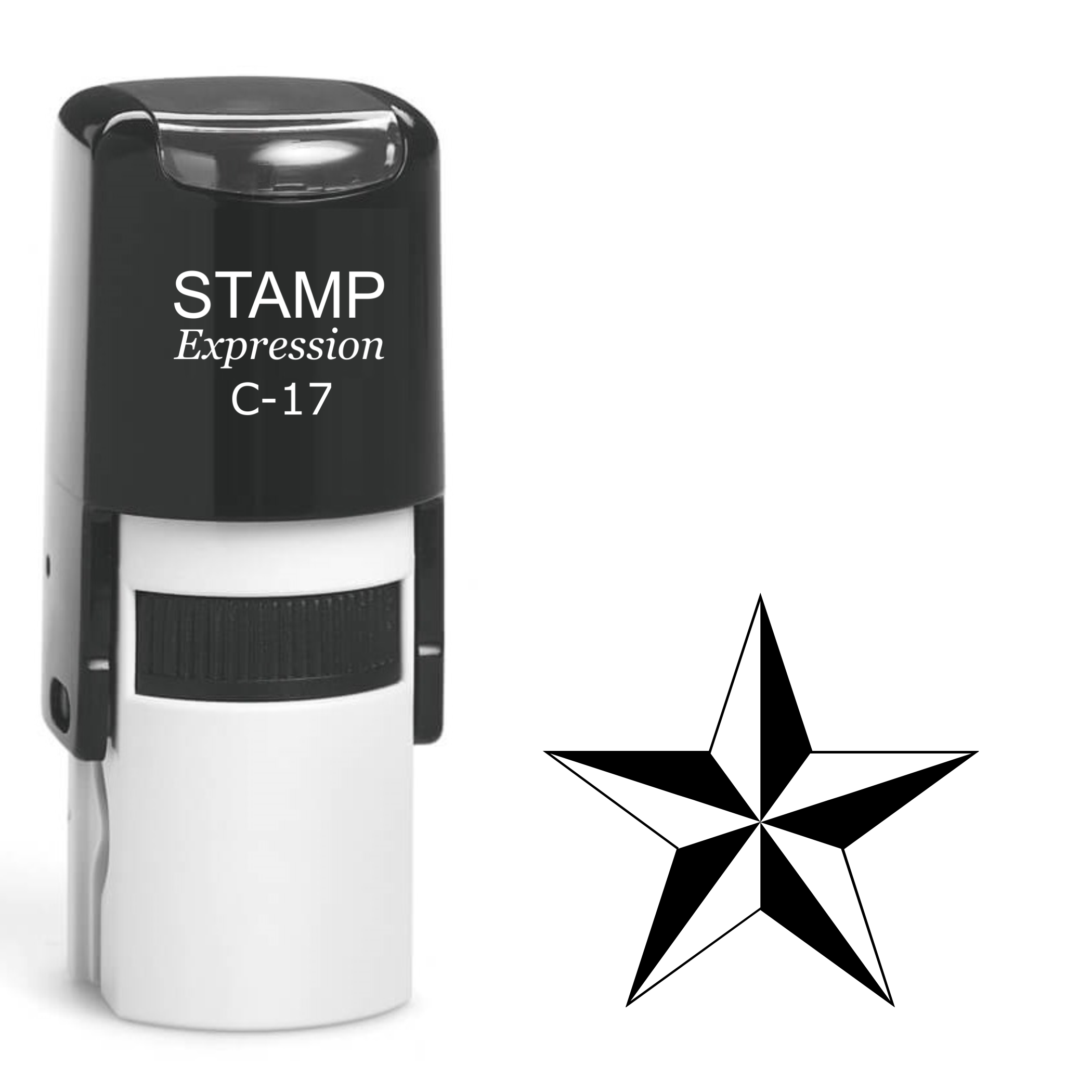 Black and white star Self Inking Rubber Stamp (SH-64728)