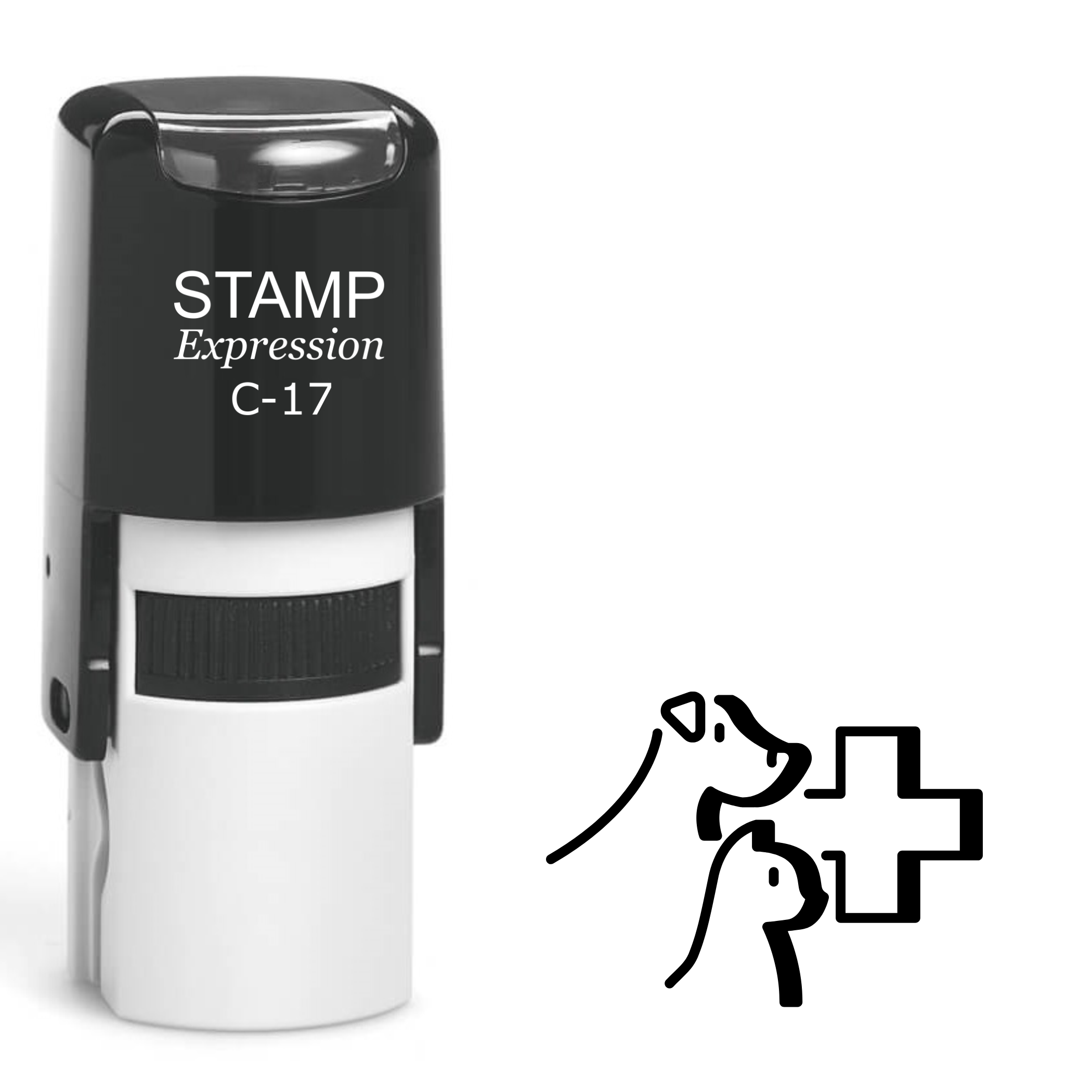 Dog and a cat outline with medical cross Self Inking Rubber Stamp (SH-64732)