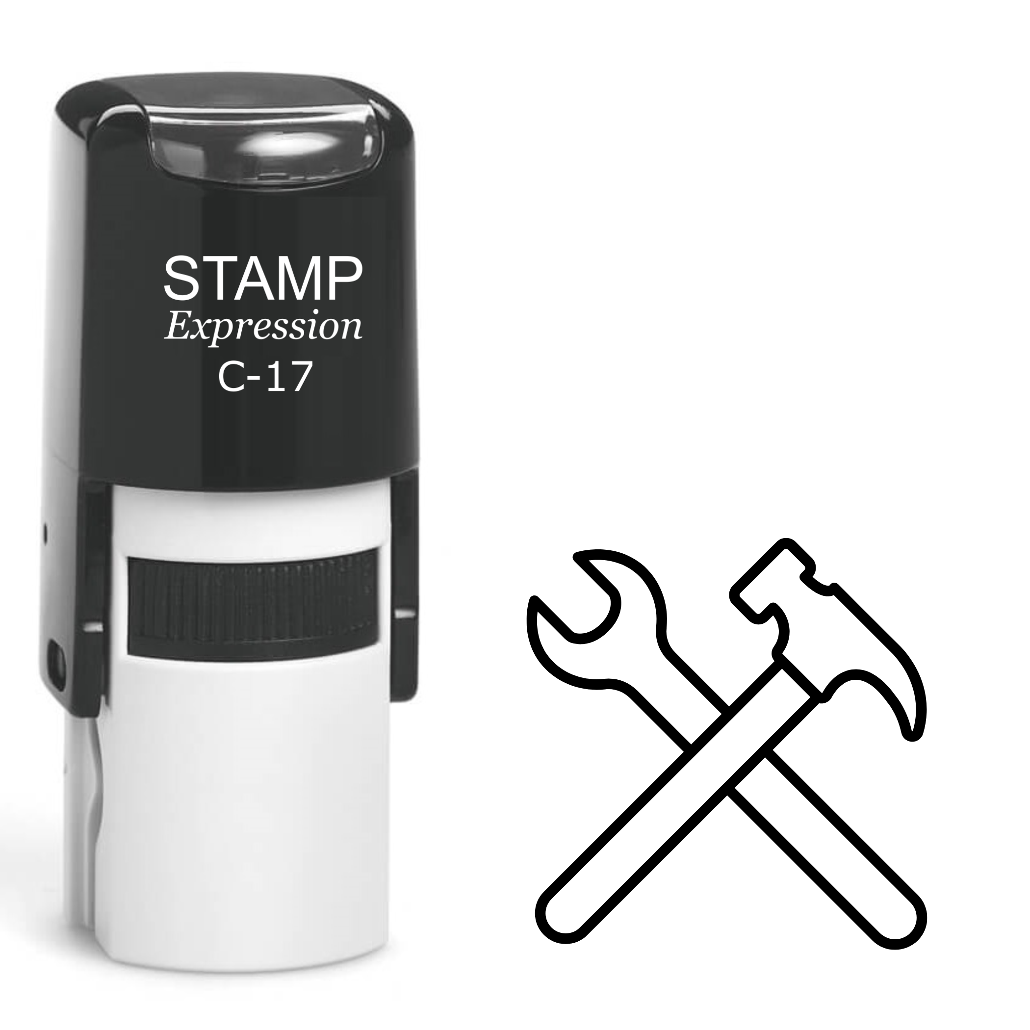 Crossed wrench and hammer outline Self Inking Rubber Stamp (SH-64738)