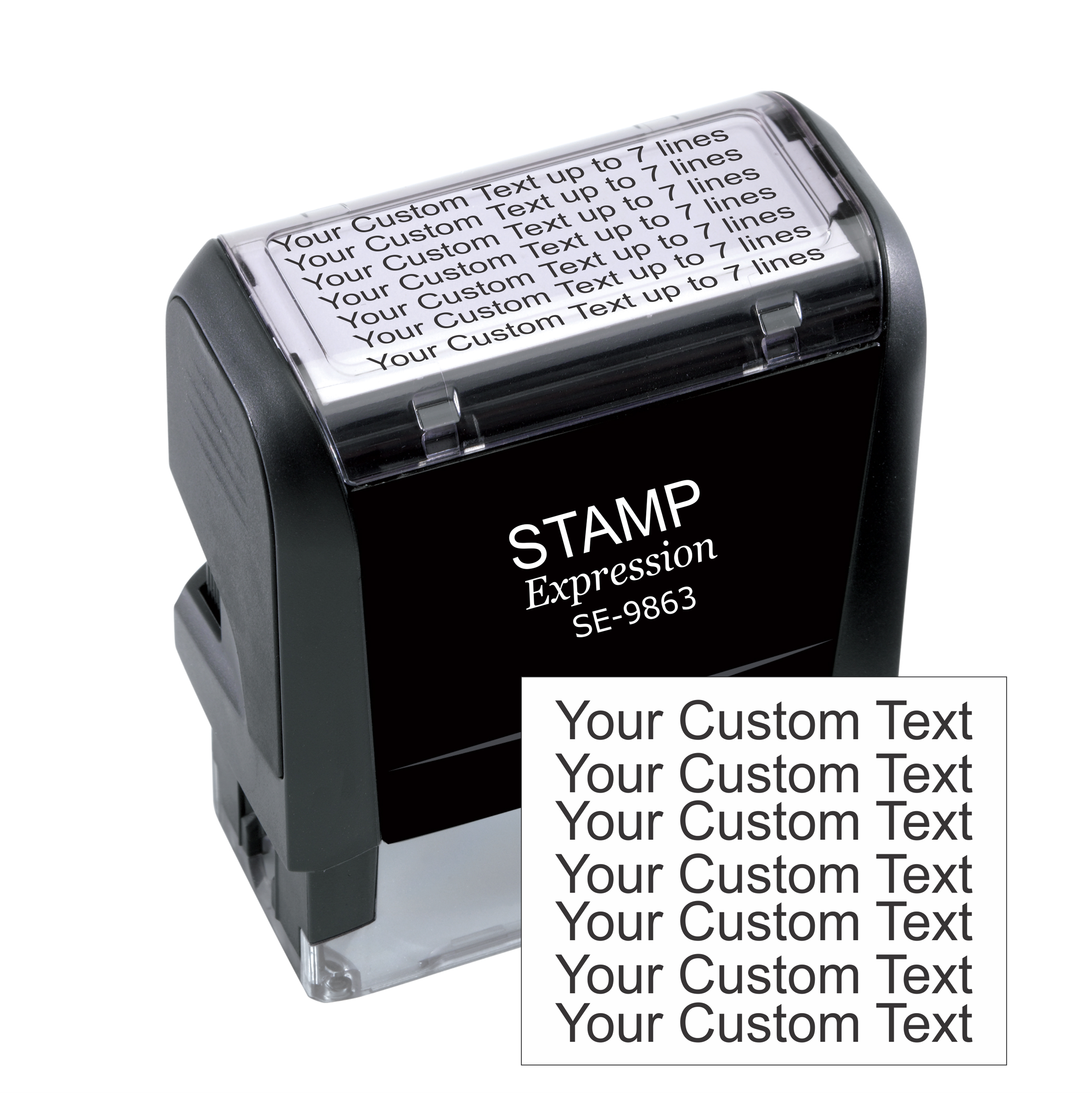 X-Large Up to 7 Lines 1.5" x 3" Custom Self Inking Rubber Stamp (SH-7line)