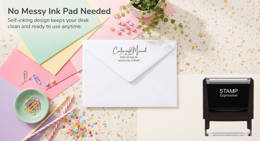 Swirly HeartSelf-Inking Custom Rubber Stamp Personalized Return Address Stamp With Name and Address Self-Inking Custom Rubber Stamp | Personalized Return Address Stamp | Name & Address Customizable (70854)