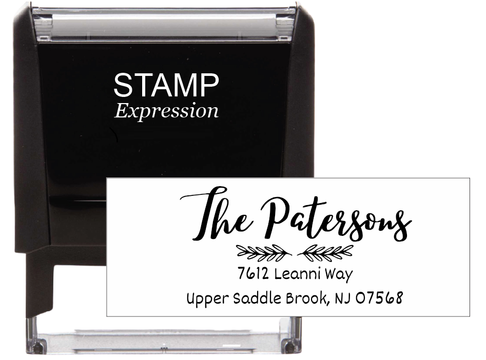 Elegant Leaves Self-Inking Custom Rubber Stamp Personalized Return Address Stamp With Name and Address Self-Inking Custom Rubber Stamp | Personalized Return Address Stamp | Name & Address Customizable (70855)