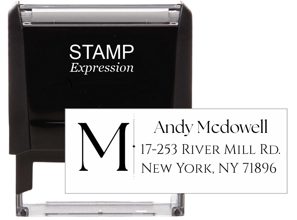 Verical Line Monogram Self-Inking Custom Rubber Stamp Personalized Return Address Stamp With Name and Address Self-Inking Custom Rubber Stamp | Personalized Return Address Stamp | Name & Address Customizable (70856)
