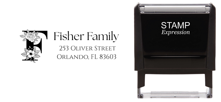 Floral F Stamp Address Stamp