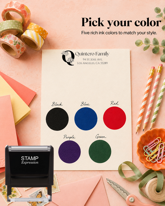 Floral Q Stamp Address Stamp