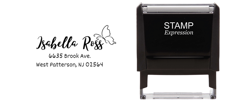 Butterfly RossSelf-Inking Custom Rubber Stamp Personalized Return Address Stamp With Name and Address Self-Inking Custom Rubber Stamp | Personalized Return Address Stamp | Name & Address Customizable (70888)