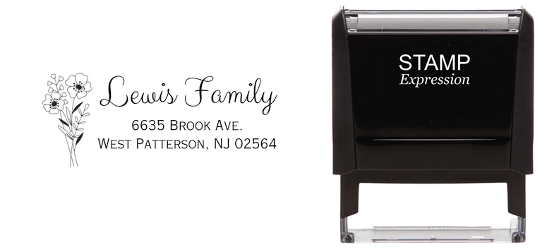 Wildflowers Louis FamilySelf-Inking Custom Rubber Stamp Personalized Return Address Stamp With Name and Address Self-Inking Custom Rubber Stamp | Personalized Return Address Stamp | Name & Address Customizable (70889)