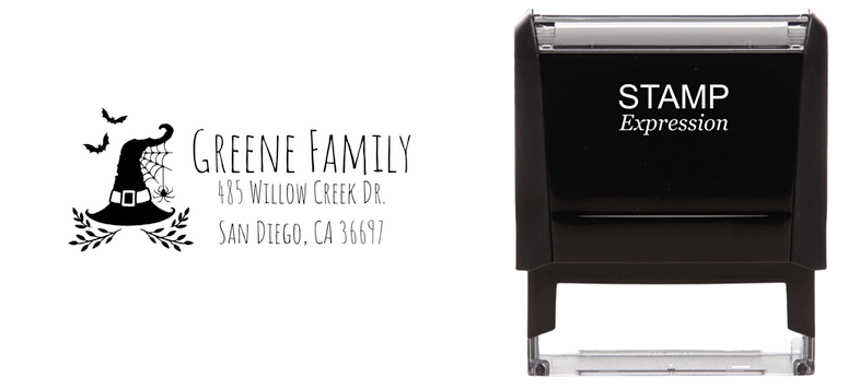Witch's Hat with Spider WebSelf-Inking Custom Rubber Stamp Personalized Return Address Stamp With Name and Address Self-Inking Custom Rubber Stamp | Personalized Return Address Stamp | Name & Address Customizable (70898)