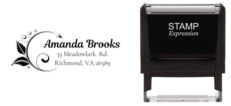 Ornate Branch with Leaves Return Address Stamp