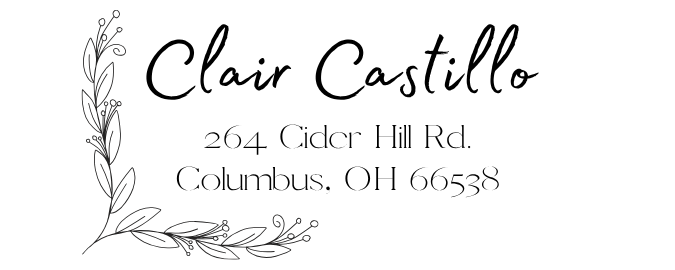 Claire Castillo Return Address Stamp
