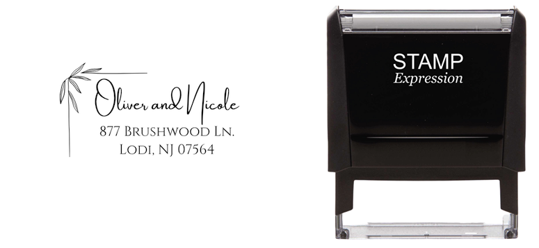 Corner Border with Leaves Address Stamp