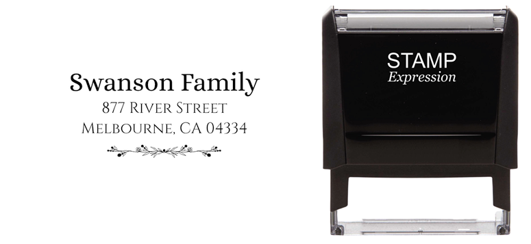 Swanson Family with Floral VineSelf-Inking Custom Rubber Stamp Personalized Return Address Stamp With Name and Address Self-Inking Custom Rubber Stamp | Personalized Return Address Stamp | Name & Address Customizable (70912)