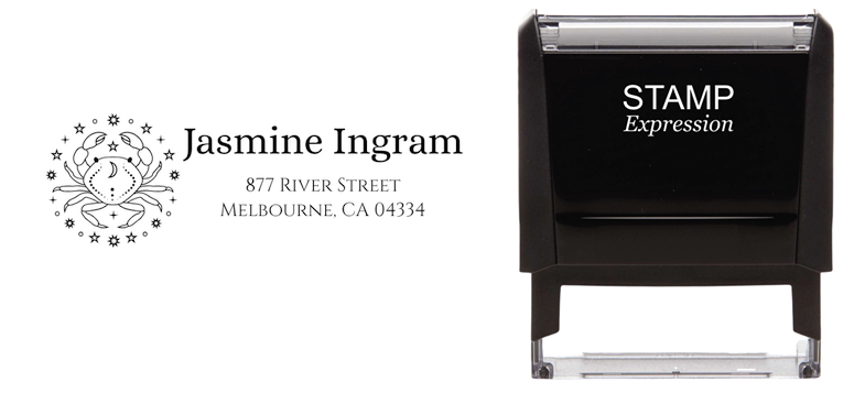 Cancer ZodiacSelf-Inking Custom Rubber Stamp Personalized Return Address Stamp With Name and Address Self-Inking Custom Rubber Stamp | Personalized Return Address Stamp | Name & Address Customizable (70922)