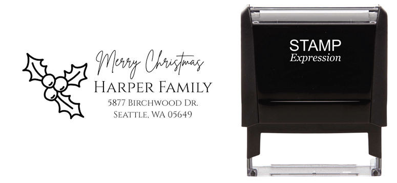 Holly Berry Christmas Address Stamp