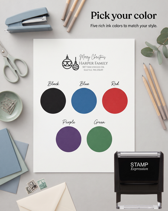 Two Christmas OrnamentsSelf-Inking Custom Rubber Stamp Personalized Return Address Stamp With Name and Address Self-Inking Custom Rubber Stamp | Personalized Return Address Stamp | Name & Address Customizable (70931)