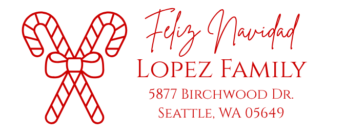 Feliz Navidad Two Candy Canes Return Address Stamp