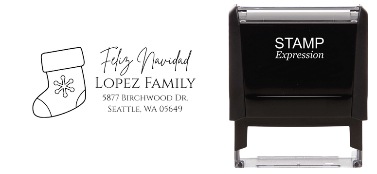 Feliz Navidad Christmas Stocking Return Address Stamp