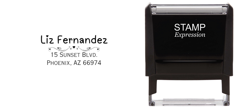 Ornate Hearts Liz Fernandez Return Address Stamp