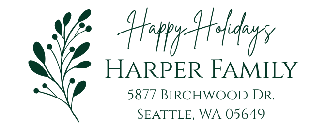Happy Holidays with Mistletoe Return Address Stamp