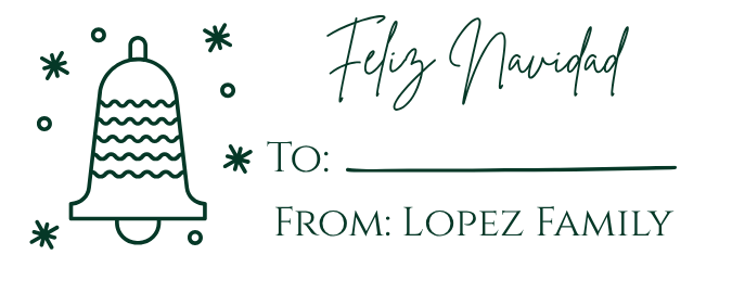 Feliz Navidad Gift Stamp From To with Christmas Bell Address Stamp
