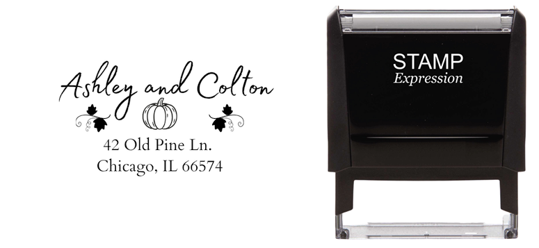 Fall Pumpkin with LeavesSelf-Inking Custom Rubber Stamp Personalized Return Address Stamp With Name and Address Self-Inking Custom Rubber Stamp | Personalized Return Address Stamp | Name & Address Customizable (70964)