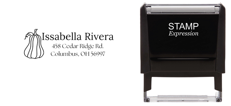 Fall GourdSelf-Inking Custom Rubber Stamp Personalized Return Address Stamp With Name and Address Self-Inking Custom Rubber Stamp | Personalized Return Address Stamp | Name & Address Customizable (70972)